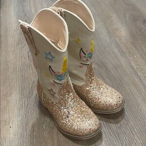 Kids Golden Glitter Unicorn Boots